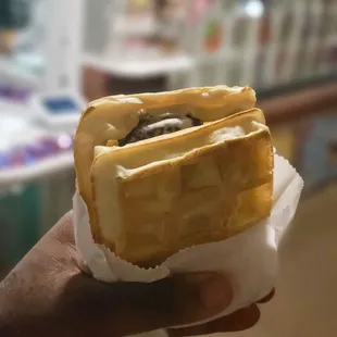 World Famous Hot Waffle Sandwich (w/ Moose Tracks Ice Cream)