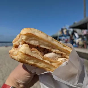 Waffle ice cream sandwich