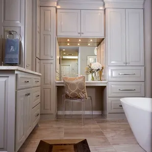 Master bathroom dedicated make-up sitting area