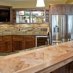 Basement bar renovation - countertop and lighting