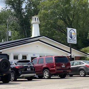 cars parked in front of the building