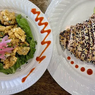 Fried Oysters and Tuna - Yummmm  ask about their dinner specials, you won't be disappointed!
