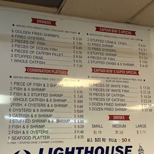 Updated prices on menu (2019)