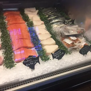 a display of fresh seafood
