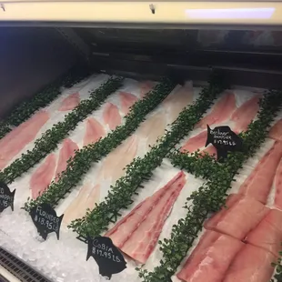 a display of raw fish