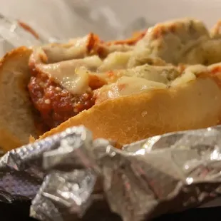 a close up of a sub sandwich
