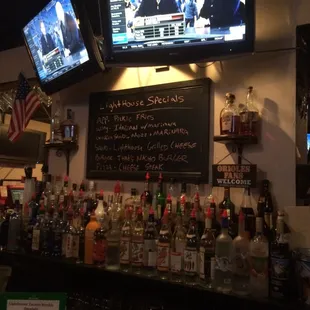 Specials, tvs, booze.