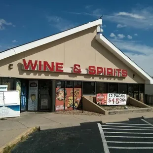 the front of a wine and spirits store