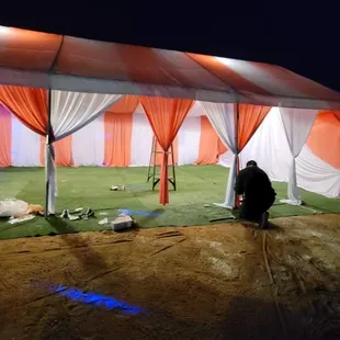 20x30 tent  with our artificial  grass &amp; drapping