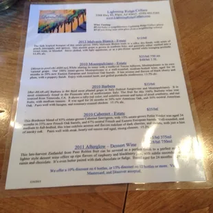 menu
