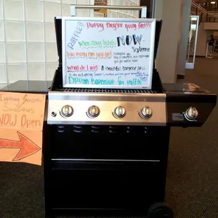 Now through September, when you buy a smoothie you will recieve an entry for this awesome four burner grill. Get as many entries