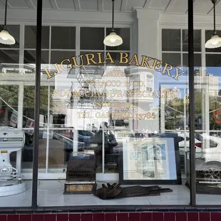 a window display of a coffee maker
