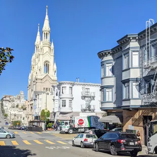 Liguria Bakery is on the corner. Saint Peter/Paul Church across the street.