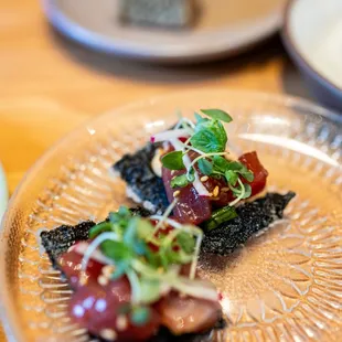 Poke on Nori Cracker (part of 11 course &quot;Let Us Cook For You&quot; $85/ea)