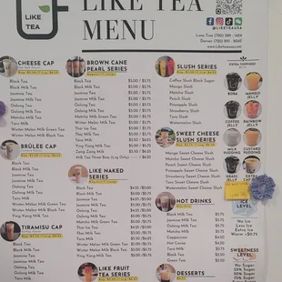 the menu for the restaurant