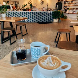 a cappuccino and coffee