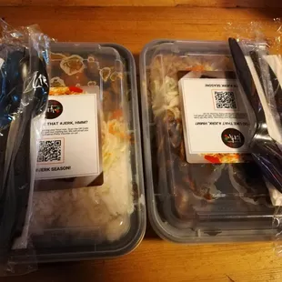 two plastic containers of food