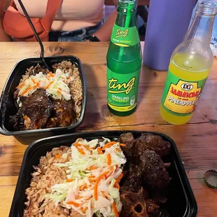 Oxtail and jerk chicken