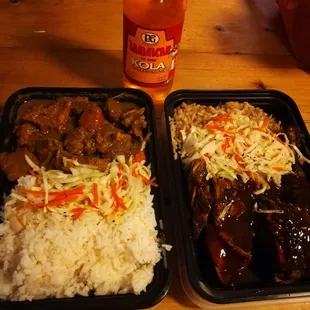 Island Soda (Kola Champagne), Curry Goat, Jerk Chicken