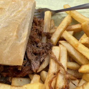 Shredded pork sandwich