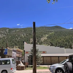 Mountain view near cafe.