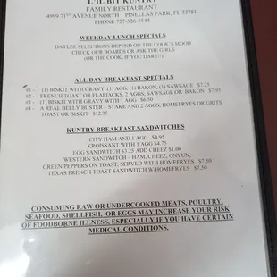 menu