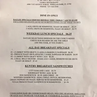 menu