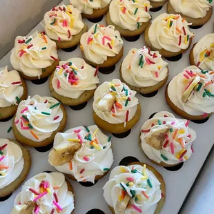 Banana mini cupcakes and Funfetti mini cupcakes