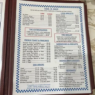 a menu for a restaurant