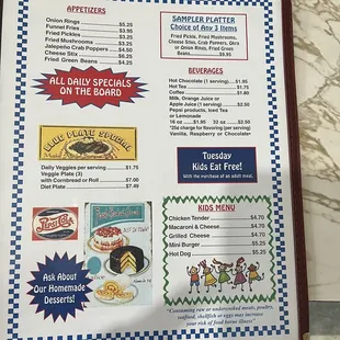 a menu for a restaurant