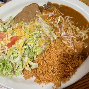 Chicken taco, beef enchilada