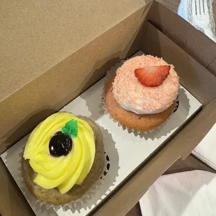 Blue Blueberry Lemon and Strawberries and Cream Cupcake