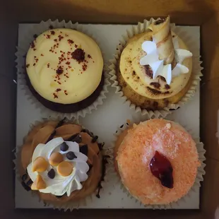 Top left, clockwise: Red Velvet, Tiramisu, Strawberry Crumble, and Caramel Latté