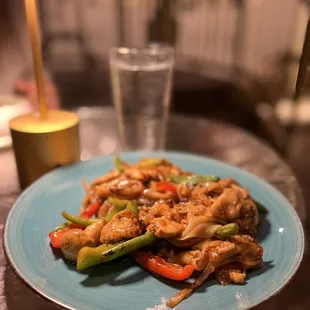 a plate of stir fried vegetables