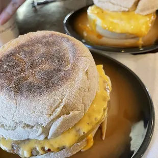 Fresh sausage, egg, and cheese breakfast sandwich