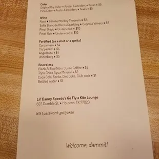 Menu side 2