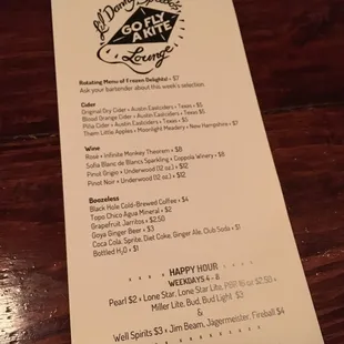 Current menu, June 2017