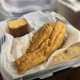 Catfish Platter with White Beans was F&apos;ing incredible...