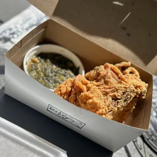 4 pc Fried Chicken with Southern Greens