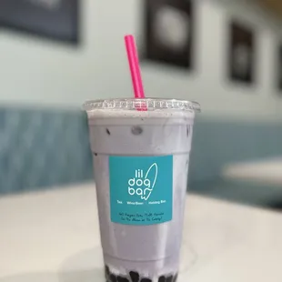 taro milk tea w tapioca boba