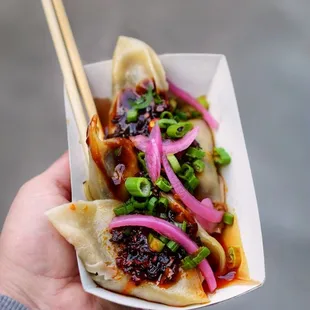 Veg Dumplings with Chili Crunch