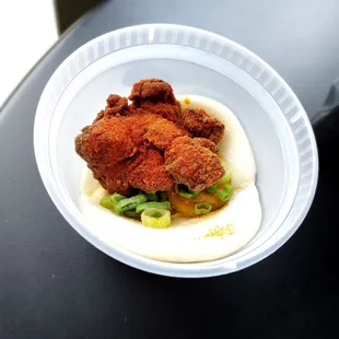 Fried chicken bao bun...looks spicy