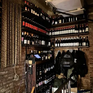 shelves of wine in a wine shop