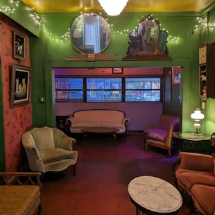 Indoor seating area, lounge, vintage furniture