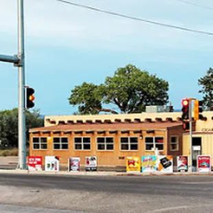 the intersection of a street and a restaurant