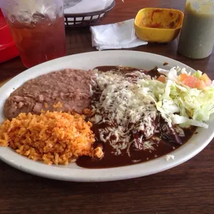 Chicken mole enchiladas.