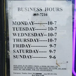 business hours