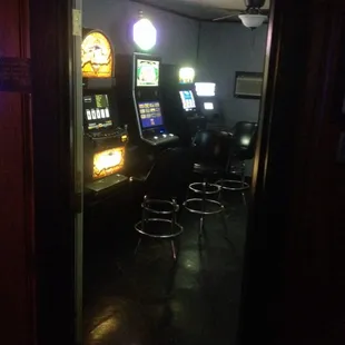  slot machine in a dark room