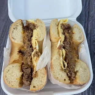 Steak with caramelized onions and egg