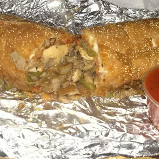 Italian Cheesesteak, minus the cheese, extra pizza sauce on the side